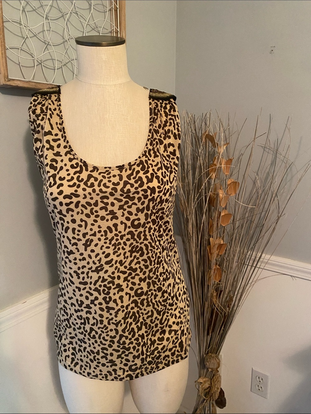 Kardashian Kollection Leopard Print Gold Jeweled detail - Med NWT